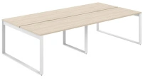 Стол-бенч с вырезом Allegro / 2400×1238×750  / Профиль О-образный: 70×20 Белый / Столешница: Белый /AG.141.WH.V.72.WH