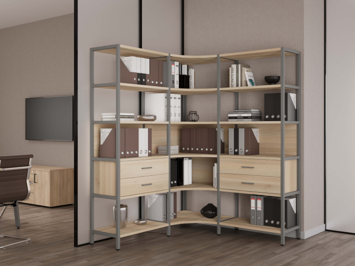 Мебель для персонала Shelf System цвет Акация Лорка / Металл Серый