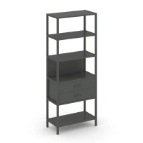 Односекционный стеллаж пятиярусный с ящиками Shelf System SN.STM-512 Дуб Табак/Антрацит/Металл Антрацит 810×400×1980