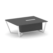 Сектор переговорного стола начальный Steel Meet L=2000 KD-PR.B.SPNW-20 / Тиквуд Светлый – Металл Белый / 2000×1600×750