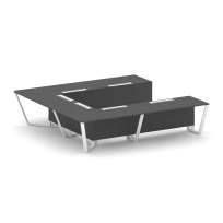 Стол для переговоров П-образный Steel Meet KD-PR.B.SP-11P / Тиквуд Светлый – Металл Белый / 3200×3200×750