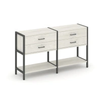 Двухсекционный стеллаж двухярусный с ящиками Shelf System SN.STM-222 Тиквуд Светлый/Металл Антрацит 1590×400×879