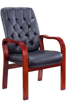 Стул офисный Everprof Monaco Wood CF Экокожа Черный