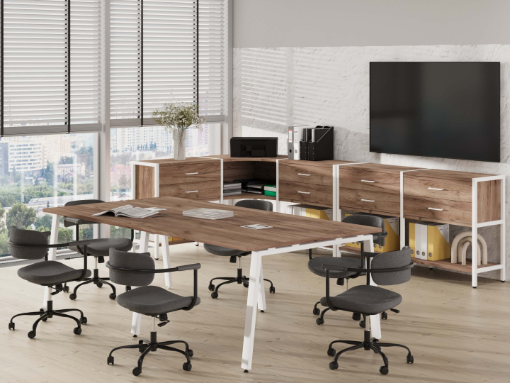 Мебель для персонала Shelf System цвет Дуб Табак / Металл Белый