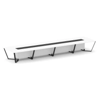 Стол для переговоров прямоугольный Steel Meet KM-PR.B.SP-20 / Тиквуд Светлый – Графит Глянец – Металл Черный / 6400×1600×750