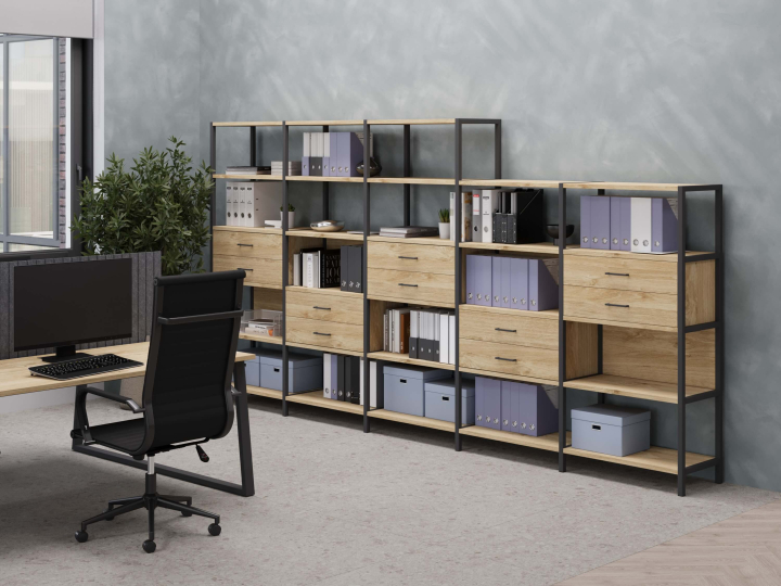 Мебель для персонала Shelf System цвет Тиквуд Светлый / Металл Черный