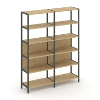 Двухсекционный стеллаж пятиярусный Shelf System SN.STM-521 Вяз Благородный/Металл Антрацит 1590×400×1980