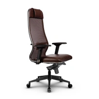 Кресло для руководителя Метта L 1m 36/4D_17840_Сетка X2 - Коричневый_Кожа перфорированная NewLeather - Темно-коричневый