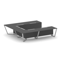 Стол для переговоров П-образный Steel Meet KD-PR.B.SP-11P / Тиквуд Светлый – Металл Серый / 3200×3200×750