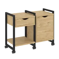 Loft Тумба на колесных опорах наборная. Вариант №3 VR.L-TN-3.K Тиквуд тёмный/Чёрный металл 970×460×767