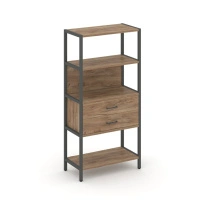 Односекционный стеллаж четырехъярусный с ящиками Shelf System SN.STM-412 Тиквуд Светлый/Металл Антрацит 810×400×1613