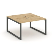 Стол-бенч двухсторонний двухместный Style Project SN-5O.DRS-022 / Дуб Табак – Металл Белый / 1180×1632×750