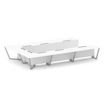 Стол для переговоров П-образный Steel Meet KD-PR.B.SP-15P / Тиквуд Светлый – Металл Серый / 4800×3200×750