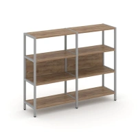 Двухсекционный стеллаж трехъярусный Shelf System SN.STM-321 Тиквуд Светлый/Металл Серый 1590×400×1246