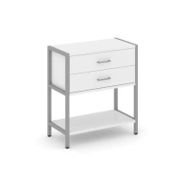 Односекционный стеллаж двухярусный с ящиками Shelf System SN.STM-212 Тиквуд Светлый/Металл Серый 810×400×879