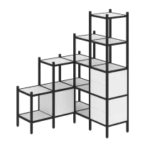 Loft Угловой внутренний стеллаж наборный VR.L-40 Тиквуд тёмный/Белый металл 1278×1278×1869