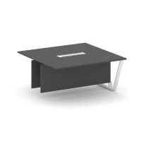Сектор переговорного стола проходной Steel Meet L=1600 KD-PR.B.SPPW-16 / Тиквуд Светлый – Металл Белый / 1600×1600×750