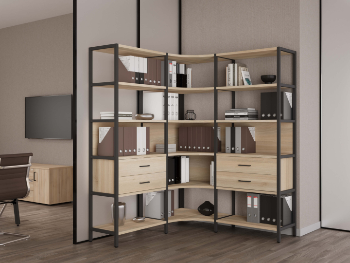Мебель для персонала Shelf System цвет Акация Лорка / Металл Антрацит