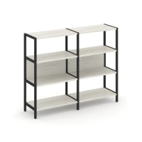 Двухсекционный стеллаж трехъярусный Shelf System SN.STM-321 Тиквуд Светлый/Металл Черный 1590×400×1246