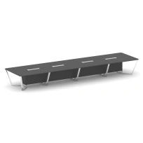Стол для переговоров прямоугольный Steel Meet MD-PR.B.SP-20 / Тиквуд Светлый – Нержавеющая Сталь – Хром / 6400×1600×750
