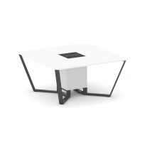 Стол для переговоров квадратный Steel Meet KM-PR.B.SP-08 / Тиквуд Светлый – Графит Глянец – Металл Антрацит / 1600×1600×750