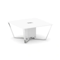 Стол для переговоров квадратный Steel Meet MD-PR.B.SP-08 / Тиквуд Светлый – Нержавеющая Сталь – Хром / 1600×1600×750
