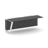 Сектор переговорного стола завершающий левый Steel Meet KM-PR.B.SPZO-20(L) / Тиквуд Светлый – Графит Глянец – Металл Белый / 2000×800×750