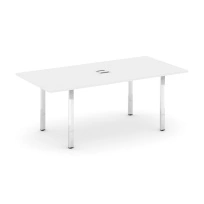 Стол для переговоров с лючком на П-образном металлокаркасе Style Project Direct Lux M-SN-6P.SPRG-198 Тиквуд Светлый/Нержавеющая Сталь/Хром 1980×980×750