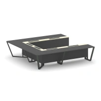 Стол для переговоров П-образный Steel Meet KM-PR.B.SP-11P / Тиквуд Светлый – Графит Глянец – Металл Черный / 3200×3200×750