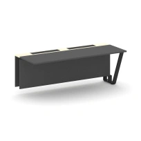 Сектор переговорного стола проходной Steel Meet KM-PR.B.SPPO-20 / Тиквуд Светлый – Графит Глянец – Металл Черный / 2000×800×750