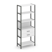 Односекционный стеллаж пятиярусный с ящиками Shelf System SN.STM-512 Дуб Табак/Антрацит/Металл Антрацит 810×400×1980
