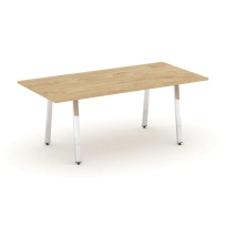 Стол для переговоров без лючка на А-образном металлокаркасе Style Project Direct Lux M-SN-6A.SPRG-198.3 Тиквуд Светлый/Нержавеющая Сталь/Хром 1980×980×750