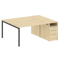 Metal System Quattro Р. ст. с тумбой на П-образном м/к 40БП.РС-СТП-2.3 Акация/Антрацит металл 1812*1475*750