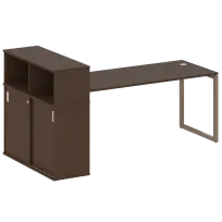 Metal System Стол офисный с шкафом-купе на О-образном м/к БО.РС-СШК-3.5 Т Дуб наварра/Серый металл 2210×1120×1098