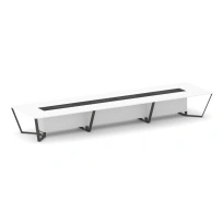Стол для переговоров прямоугольный Steel Meet KM-PR.B.SP-18 / Тиквуд Светлый – Графит Глянец – Металл Антрацит / 6000×1600×750