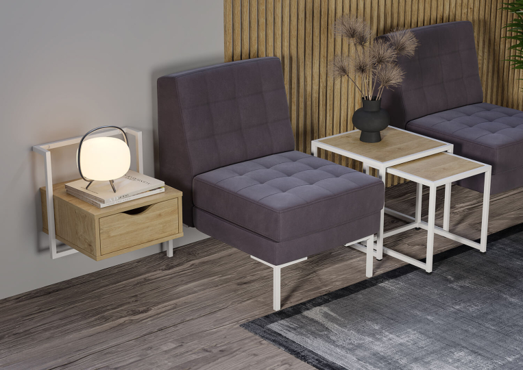Мебель для персонала Loft цвет Тиквуд Светлый - Чёрный Металл