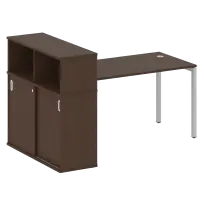 Metal System Стол офисный с шкафом-купе на П-образном м/к БП.РС-СШК-3.3 Т Дуб наварра/Серый металл 1810×1120×1098