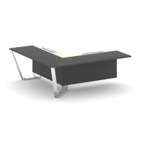 Завершающий угловой модуль левый Steel Meet MM-PR.B.SPZOU-20(L) / Тиквуд Светлый – Графит Глянец – Нержавеющая Сталь – Хром / 2000×2000×750