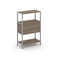 Односекционный стеллаж трехъярусный с ящиками Shelf System SN.STM-312 Тиквуд Светлый/Металл Серый 810×400×1246