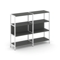 Двухсекционный стеллаж трехъярусный Shelf System SN.STM-321 Тиквуд Светлый/Металл Белый 1590×400×1246