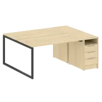Metal System Quattro Р. ст. с тумбой на О-образном м/к 40БО.РС-СТП-2.3 Акация/Антрацит металл 1812*1475*750