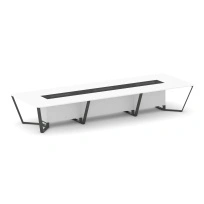 Стол для переговоров квадратный Steel Meet KM-PR.B.SP-16 / Тиквуд Светлый – Графит Глянец – Металл Антрацит / 4800×1600×750