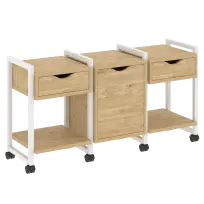 Loft Тумба на колесных опорах наборная. Вариант №6 VR.L-TN-6.K Тиквуд тёмный/Чёрный металл 1440×460×767