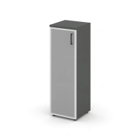 Шкаф для документов средний узкий левый со стеклянной дверью Style Project  SN.STU.E-206(L) / Белый – Тиквуд Светлый – Сатин – Черные ручки / 400×400×1203