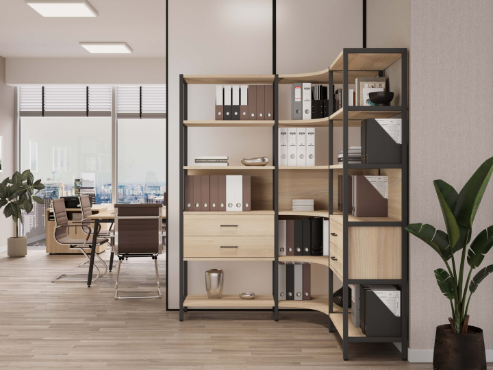 Мебель для персонала Shelf System цвет Акация Лорка / Металл Антрацит