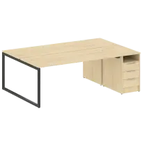 Metal System Quattro Р. ст. с тумбой на О-образном м/к 40БО.РС-СТП-2.5 Акация/Антрацит металл 2212*1475*750