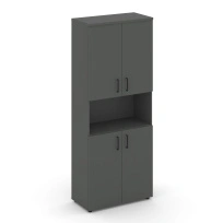 Шкаф для документов высокий широкий с глухими дверьми Style Project SN.STS-107 / Акация Лорка – Белый – Черные ручки / 796×400×1982