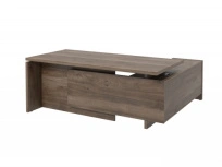Стол для руководителя с опорной тумбой левый Festus FI-119L.DD / Фурнитура INOX / Орех пацифик табак