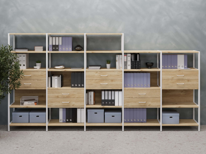 Мебель для персонала Shelf System цвет Тиквуд Светлый / Металл Белый