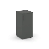 Шкаф для документов низкий узкий правый с глухой дверью Style Project SN.STU-301(R) / Акация Лорка – Белый – Черные ручки / 400×400×833